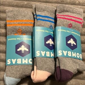 Bombas Unisex Gray Socks with Colorful Stripes